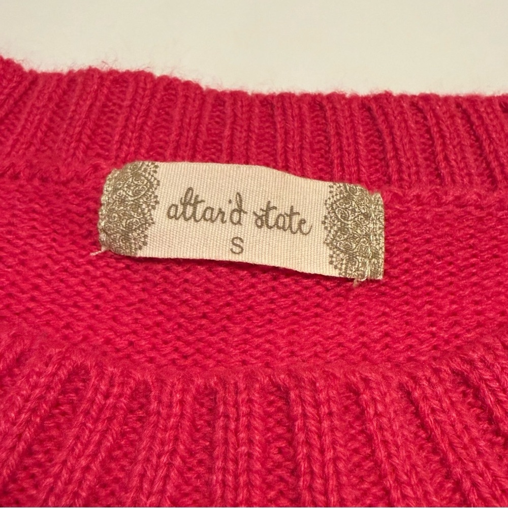 Altar'd State Fuchsia Sweater with Pink Floral Details - Picture 3 of 8